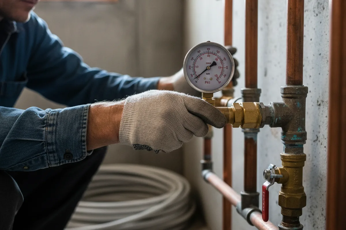 Pressure testing a repaired line during Water Line Repair in Bee Spring